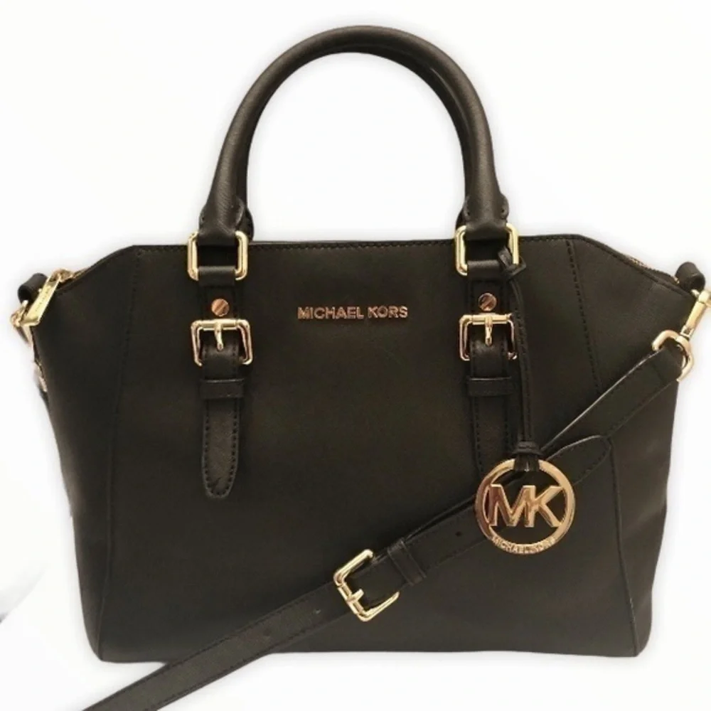 Michael kors black two way zipper bag satchel